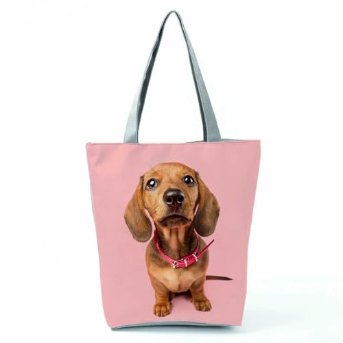 YIMAISZQ Schultertasche Damen Geschenktaschen Für Frauen Tragbarer Strandeinkaufstaschen Süße Hundedrucken Lässige Tier -umhängetaschen-hl7370 Hundetasche von YIMAISZQ