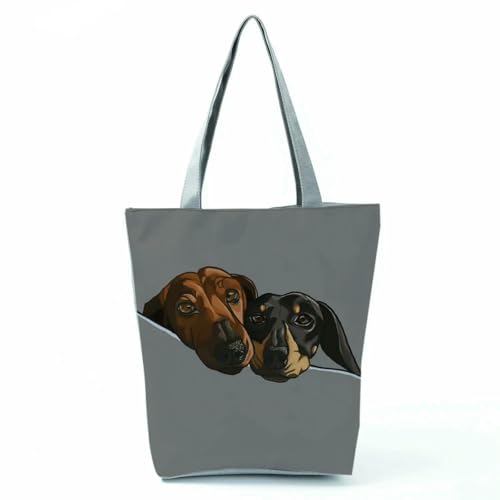 YIMAISZQ Schultertasche Damen Geschenktaschen Für Frauen Tragbarer Strandeinkaufstaschen Süße Hundedrucken Lässige Tier -umhängetaschen-hl7375 Hundetasche von YIMAISZQ