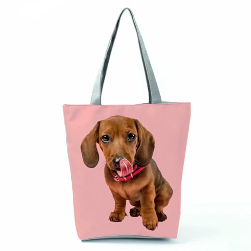 YIMAISZQ Schultertasche Damen Geschenktaschen Für Frauen Tragbarer Strandeinkaufstaschen Süße Hundedrucken Lässige Tier -umhängetaschen-hl7384 Hundetasche von YIMAISZQ