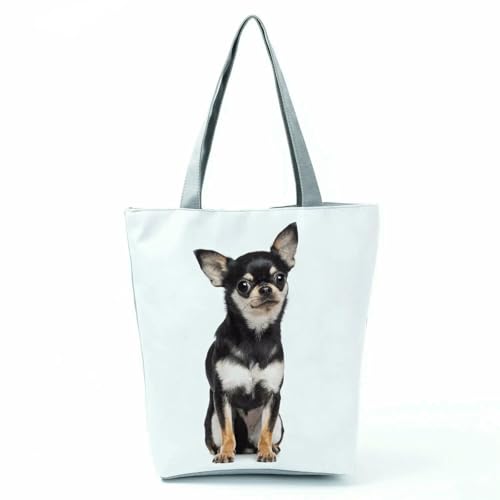 YIMAISZQ Schultertasche Damen Geschenktaschen Für Frauen Tragbarer Strandeinkaufstaschen Süße Hundedrucken Lässige Tier -umhängetaschen-hl7388 Hundetasche von YIMAISZQ