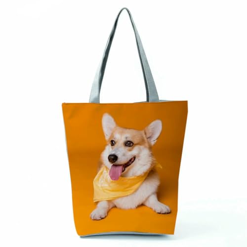 YIMAISZQ Schultertasche Damen Geschenktaschen Für Frauen Tragbarer Strandeinkaufstaschen Süße Hundedrucken Lässige Tier -umhängetaschen-hl7404 Hundetasche von YIMAISZQ