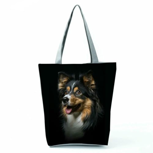 YIMAISZQ Schultertasche Damen Geschenktaschen Für Frauen Tragbarer Strandeinkaufstaschen Süße Hundedrucken Lässige Tier -umhängetaschen-hl7413 Hundetasche von YIMAISZQ