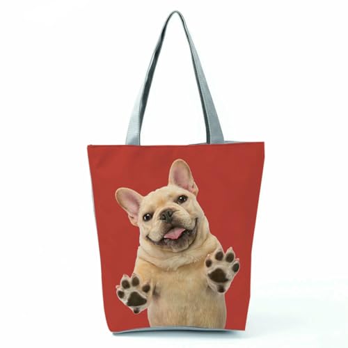 YIMAISZQ Schultertasche Damen Geschenktaschen Für Frauen Tragbarer Strandeinkaufstaschen Süße Hundedrucken Lässige Tier -umhängetaschen-hl7415 Hundetasche von YIMAISZQ