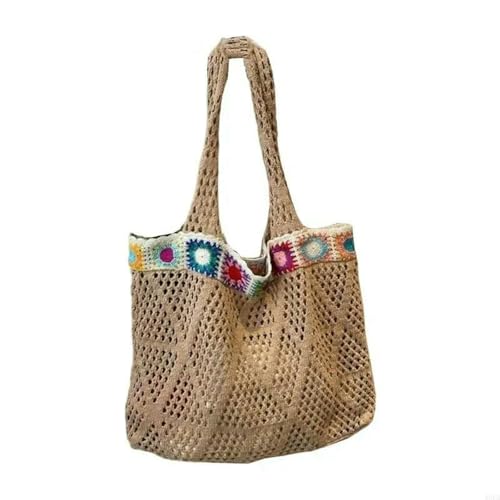 YIMAISZQ Schultertasche Damen Häkelstasche Mesh Strandtasche Strick Sommer Hobo Bag Urlaub Boho -tasche Für Frauen-khaki von YIMAISZQ