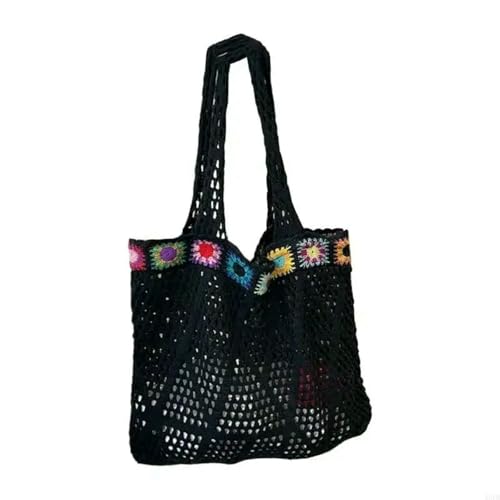 YIMAISZQ Schultertasche Damen Häkelstasche Mesh Strandtasche Strick Sommer Hobo Bag Urlaub Boho -tasche Für Frauen-schwarz von YIMAISZQ