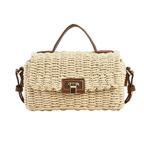 YIMAISZQ Strohtaschen Damen Shopper Handgefertigte Frauen Umhängetasche Sommer Strohbeutel Bohemian Female Handtaschen Mode Square Lap Lock Designer-beige YIMAISZQ Strohtaschen Damen Shopper Handgefertigte Frauen Umhängetasche Sommer Strohbeutel Bohemian Female Handtaschen Mode Square Lap Lock Designer-beige von YIMAISZQ