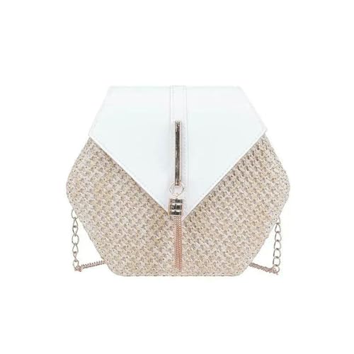 YIMAISZQ Strohtaschen Damen Shopper Sechseckform Strohhandtasche Frauen Sommer Rattan -tasche Handgefertigt Gewebt-a-20x6x19cm von YIMAISZQ