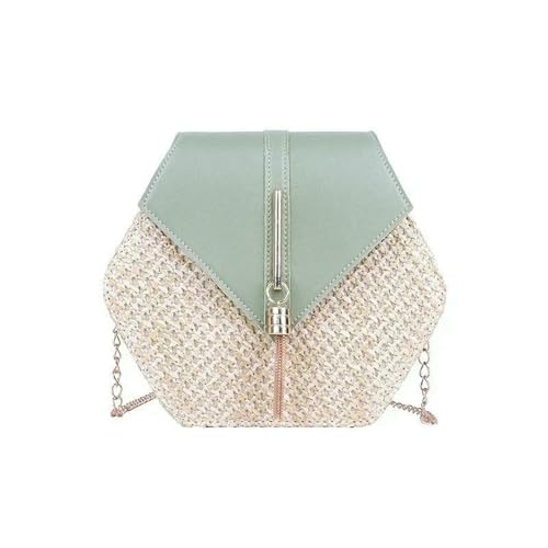 YIMAISZQ Strohtaschen Damen Shopper Sechseckform Strohhandtasche Frauen Sommer Rattan -tasche Handgefertigt Gewebt-b-20x6x19cm von YIMAISZQ