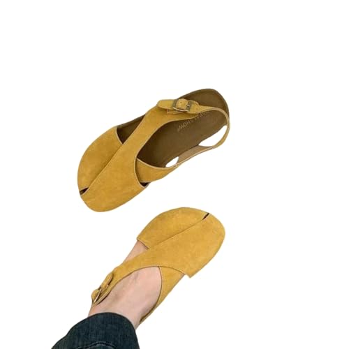 YIMAISZQ sandalen damen Frauen Flache Low-heel-turnschuhe Lässig Gladiator Barefoot Slipper Slip-on Summer Frühling Bequeme Slipper-gelb-38 von YIMAISZQ