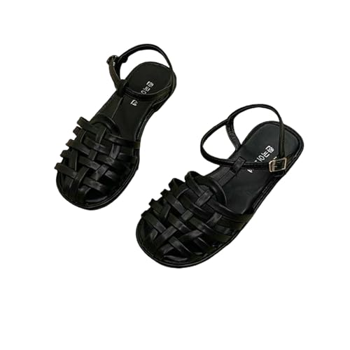 YIMAISZQ sandalen damen Frauen Sommer Mode Outdoor Beach Casual Buckle Designer Schuhe Retro Flat Mit Damen-schwarz-39 von YIMAISZQ