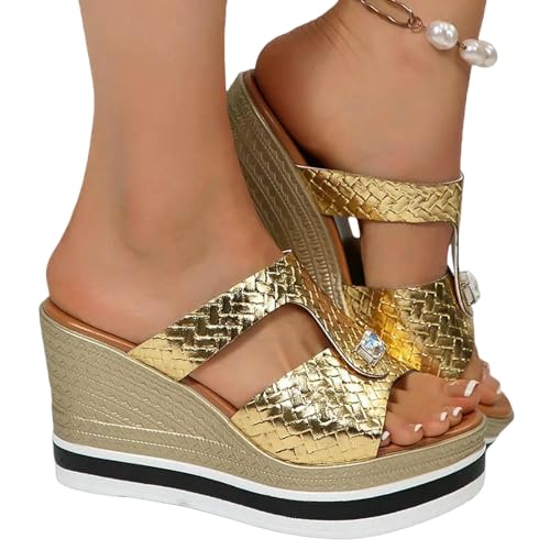 YIMAISZQ sandalen damen Keilsandalen Frauen Klobige Plattform Peep Zehen Heels Hausschuhe Frau Sommerdicke Sohle-gold-38 YIMAISZQ sandalen damen Keilsandalen Frauen Klobige Plattform Peep Zehen Heels Hausschuhe Frau Sommerdicke Sohle-gold-38 von YIMAISZQ