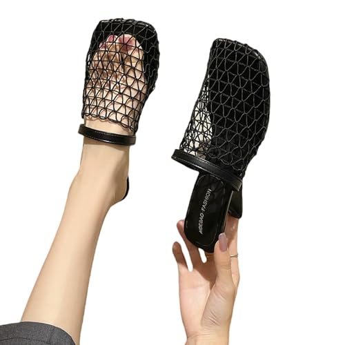 YIMAISZQ sandalen damen Sexy Hohle Mesh Square Toe Müller Pantoffeln Mode Freaky Wedge Heels Frauen Schwarze Sandalen-schwarz-38 YIMAISZQ sandalen damen Sexy Hohle Mesh Square Toe Müller Pantoffeln Mode Freaky Wedge Heels Frauen Schwarze Sandalen-schwarz-38 von YIMAISZQ