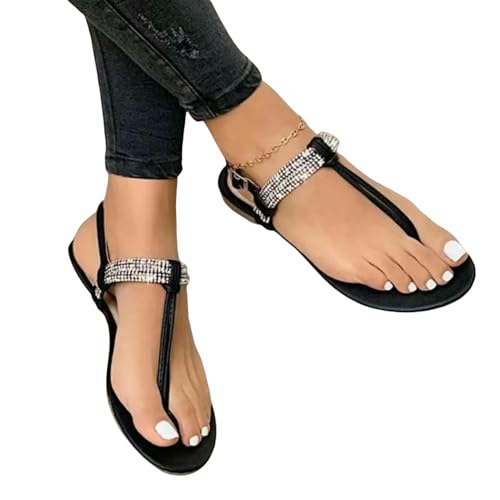 YIMAISZQ sandalen damen Sommersandalen Für Frauen Lässig Strandschuhe Im Freien Flip Flops Ladies Plus Size Flat Schuhe-schwarz-39 von YIMAISZQ