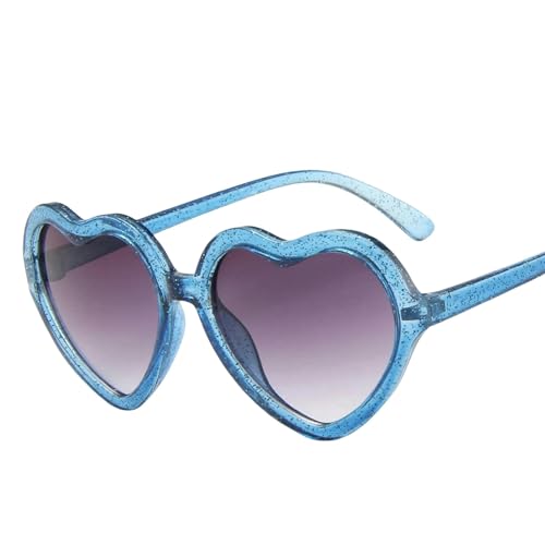 YIMAISZQ sonnenbrille Cartoon Kinder Sonnenbrille Herz Form Rahmen Mädchen Kinder Sonnenbrille Runde Brillen-blau Doppelgrau von YIMAISZQ