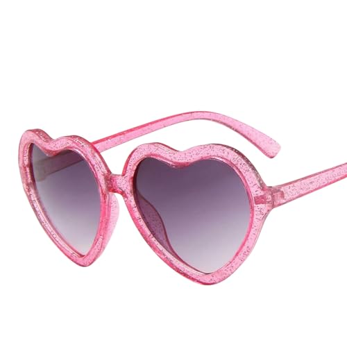 YIMAISZQ sonnenbrille Cartoon Kinder Sonnenbrille Herz Form Rahmen Mädchen Kinder Sonnenbrille Runde Brillen-rosa Doppelgrau von YIMAISZQ