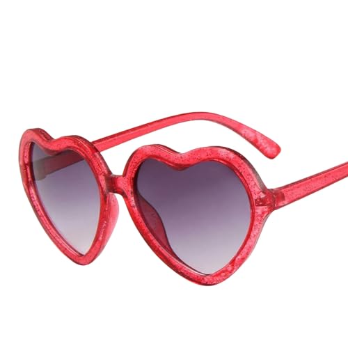 YIMAISZQ sonnenbrille Cartoon Kinder Sonnenbrille Herz Form Rahmen Mädchen Kinder Sonnenbrille Runde Brillen-rot Doppelgrau von YIMAISZQ