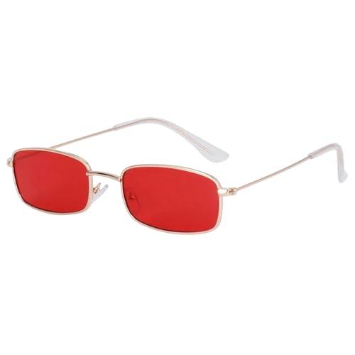YIMAISZQ sonnenbrille Kleine Ovale Damen Sonnenbrille Schattierungen Candy Farbe Metall Rechteckige Sonnenbrille Brillen-gold-rot von YIMAISZQ