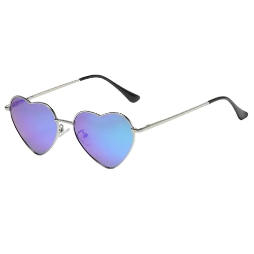 YIMAISZQ sonnenbrille Metall Herz Geformte Sonnenbrille Süßigkeiten Farbe Gradient Sonnenbrille Outdoor Goggles Eyewear-silber Blau Grün von YIMAISZQ