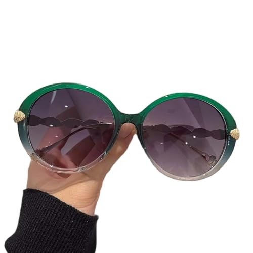 YIMAISZQ sonnenbrille Runde Rahmen Sonnenbrille Gradient Bunte Frauen Weibliche Eyewear Shades Für Damen-grün Klar-grau von YIMAISZQ