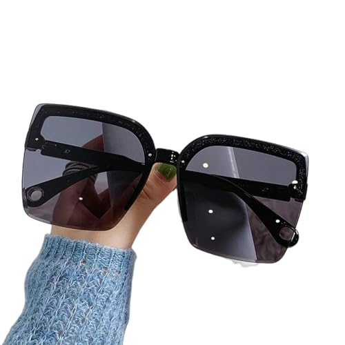 YIMAISZQ sonnenbrille Sonnenbrille Mann Frau Randlose Quadratische Sonnenbrille Brillen Weibliche Schatten-schwarz-grau von YIMAISZQ