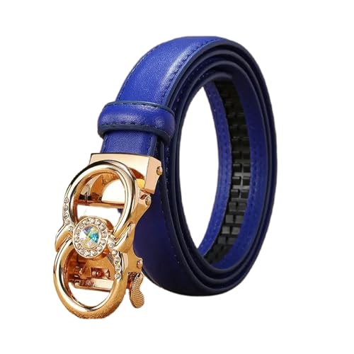 YIMAIWLX gürtel damen Gürtel Frauen Luxuskleid Kuhläden Leder Automatische Schnalle Frauengürtel-c-blue-110 Cm von YIMAIWLX