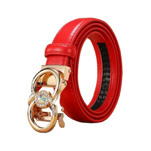 YIMAIWLX gürtel damen Gürtel Frauen Luxuskleid Kuhläden Leder Automatische Schnalle Frauengürtel-c-red-120 Cm von YIMAIWLX
