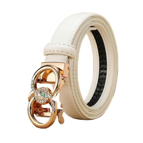 YIMAIWLX gürtel damen Gürtel Frauen Luxuskleid Kuhläden Leder Automatische Schnalle Frauengürtel-c-white-120 Cm von YIMAIWLX