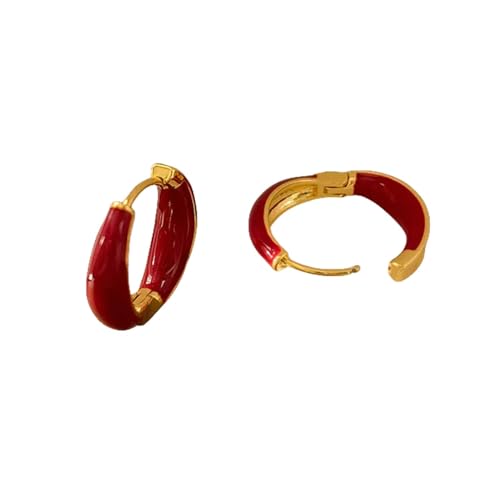 YIMAIZYY Ohrringe Schmuck Red Hoop Ohrringe Für Frauen Party Girl Ohrzuspiegel Accessoires-Rot von YIMAIZYY