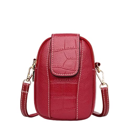 YIMAIZYY Tasche Damen Crossbody Messenger Bags Frauen Handtaschenklappe Kleine Umhängetaschen Telefontasche-Rot-13X6X18Cm von YIMAIZYY