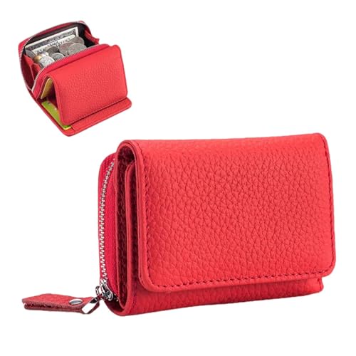 YIMAIZYY Tasche Karten Kartenhaltertasche Mit Kurzer Brieftaschen Tragbarer Kleiner Reißverschlussmünze Für Männer Frauen Ohrhörerbeutel-Rot von YIMAIZYY