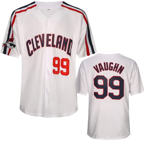 YIMCANLI Herren Ricky Vaughn Filmtrikot #99 Genähte 90er Jahre Hip Hop Baseball Trikots Shirts Weiß Marineblau Grau, Weiss/opulenter Garten, XL von YIMCANLI