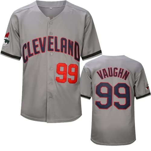 YIMCANLI Herren Ricky Vaughn Movie Jersey #99 Stitched 90s Hip Hop Baseball Trikots Shirts Weiß Marineblau Grau (Grau, X-Large) von YIMCANLI