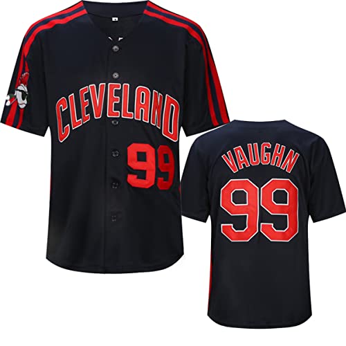 YIMCANLI Herren Ricky Vaughn Movie Jersey #99 Stitched 90s Hip Hop Baseball Trikots Shirts Weiß Navy Grau, Marineblau, L von YIMCANLI