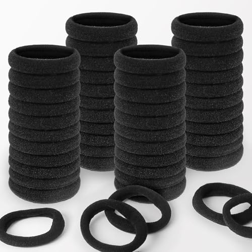 200 Stück dicke, nahtlose Haargummis für Frauen – nahtlose, ungedeckte Pferdeschwanzhalter – Haarbänder Zubehör für dickes Haar (4 cm, schwarz) von YIMEIS