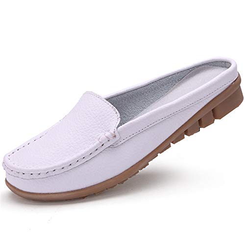 YIMENGS Womens Mules Clog Slippers Breathable Slip-on Tassels Leather Casual Loafers von YIMENGS