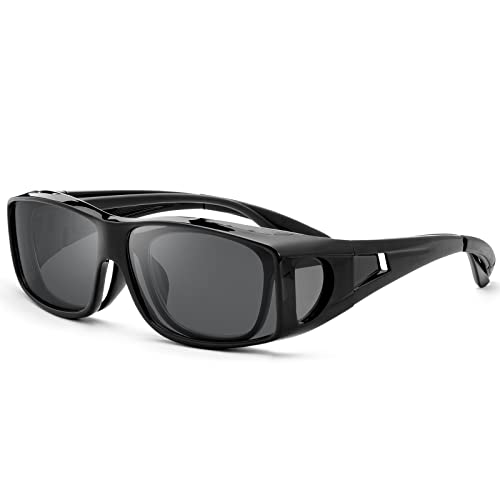 Rundum-Sonnenbrille, polarisierte Gläser, über Korrektionsbrillen zu tragen, passt über normale Brillen, UV400-Schutz übergroßer Schild, Sicherheitsfahrbrille, blendfreie Brillen für Männer und Frauen von YIMI