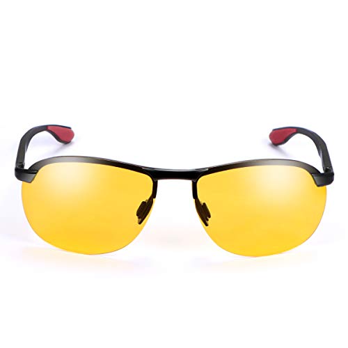 YIMI Herren Photochromatisch Sportbrille Polarisiert Rechteckig Sonnenbrille Al-Mg Metallrahmen Fahrer Anti Reflexbeschichtung 100% UVA UVB Schutz für Golf Angeln Autofahren (4302-Yellow) von YIMI
