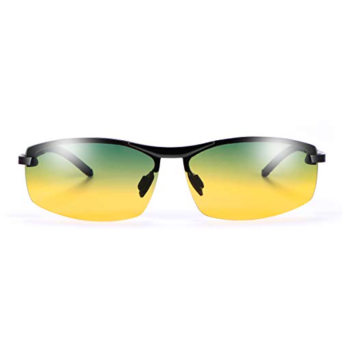 YIMI Herren Photochromatisch Sportbrille Polarisiert Rechteckig Sonnenbrille Al-Mg Metallrahmen Fahrer Anti Reflexbeschichtung 100% UVA UVB Schutz für Golf Angeln Autofahren (A557-Gradual change) von YIMI