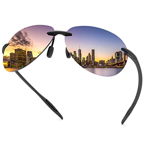 YIMI Randlose polarisierte Sport-Sonnenbrille für Männer Frauen Fahren Radfahren Laufen Angeln Golf UV-Schutz Sonnenbrille Mode Unisex Shades Retro-Brille Anti-Glare Classic Mirror Lens Eyewear von YIMI