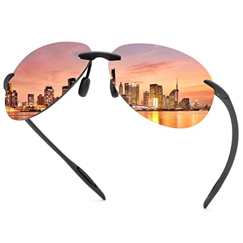 YIMI Randlose polarisierte Sport-Sonnenbrille für Männer Frauen Fahren Radfahren Laufen Angeln Golf UV-Schutz Sonnenbrille Mode Unisex Shades Retro-Brille Anti-Glare Classic Mirror Lens Eyewear von YIMI