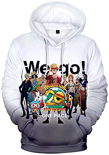 YIMIAO 3D Printed One Piece Pullover Freizeit Anime Luffy Ace Hoodie Kapuzenpullover Herren Jungen(4XL) von YIMIAO