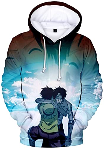 YIMIAO 3D Printed One Piece Pullover Freizeit Anime Luffy Ace Hoodie Kapuzenpullover Herren Jungen(L) von YIMIAO