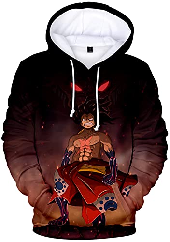 YIMIAO 3D Printed One Piece Pullover Freizeit Anime Luffy Ace Hoodie Kapuzenpullover Herren Jungen(XL) von YIMIAO