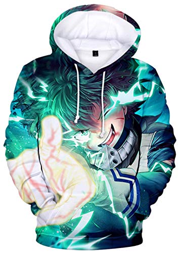 YIMIAO Damen Herren My Hero Academia Anime Kapuzenpullover Unisex Hoodie 3D Drucken Cartoons Langarm Cosplay Anime Pulli Outwear Pullover(L) von YIMIAO