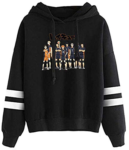 YIMIAO Damen Herren Volleyball Junior Hoodie Karasuno High School Volleyball Sweatshirt Haikyuu Loose Hooded Pullover Cosplay Anime Sportswear Coat Stylish Kapuzenpullover(L) von YIMIAO