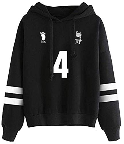 YIMIAO Damen Herren Volleyball Junior Hoodie Karasuno High School Volleyball Sweatshirt Haikyuu Loose Hooded Pullover Cosplay Anime Sportswear Coat Stylish Kapuzenpullover(M) von YIMIAO