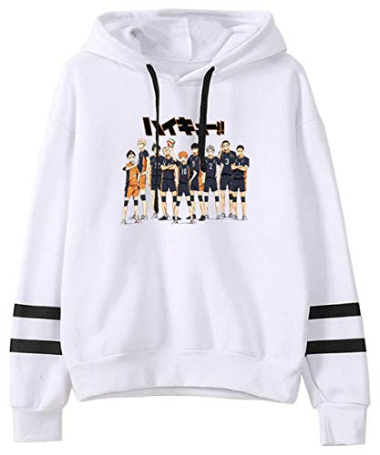 YIMIAO Damen Herren Volleyball Junior Hoodie Karasuno High School Volleyball Sweatshirt Haikyuu Loose Hooded Pullover Cosplay Anime Sportswear Coat Stylish Kapuzenpullover(M) von YIMIAO