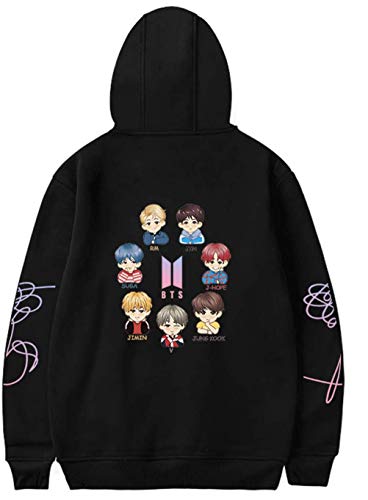 YIMIAO Damen Musik Fans Hoodie kugelsicher Jugendliga Mitglieder Logo Pullover Cooles KPOP Street Fashion Top Kapuzenpullover für Herren(XS) von YIMIAO