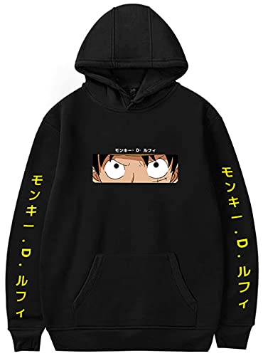 YIMIAO Damen One Piece Pullover Japanese Anime Herren Jungen Sweatshirt Mit Taschen Unisex Luffy Hoodie(XL) von YIMIAO