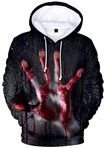 YIMIAO Herren 3D Druck Hoodie Damen Halloween Kapuzenpullover Langarm Sweatshirt Pullover Tops Lässiger Jumper Pulli Kapuzenpulli(L) von YIMIAO